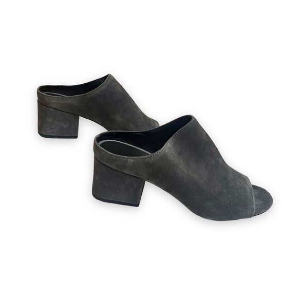 3.1 Phillip Lim Cube Block Heel Mules Sandal, Grey Suede, 37.5EU, New in Box - Picture 7 of 13
